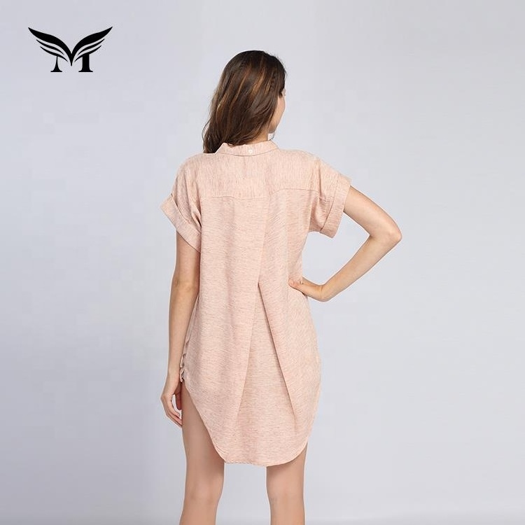 Factory direct sale eco friendly soft mature woman front short and long back cotton blouses