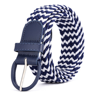 Men's canvas belt Women's Korean elastic belt Canvas Fabric Woven Stretch Multicolored Braided Belts Junior with Multicolored