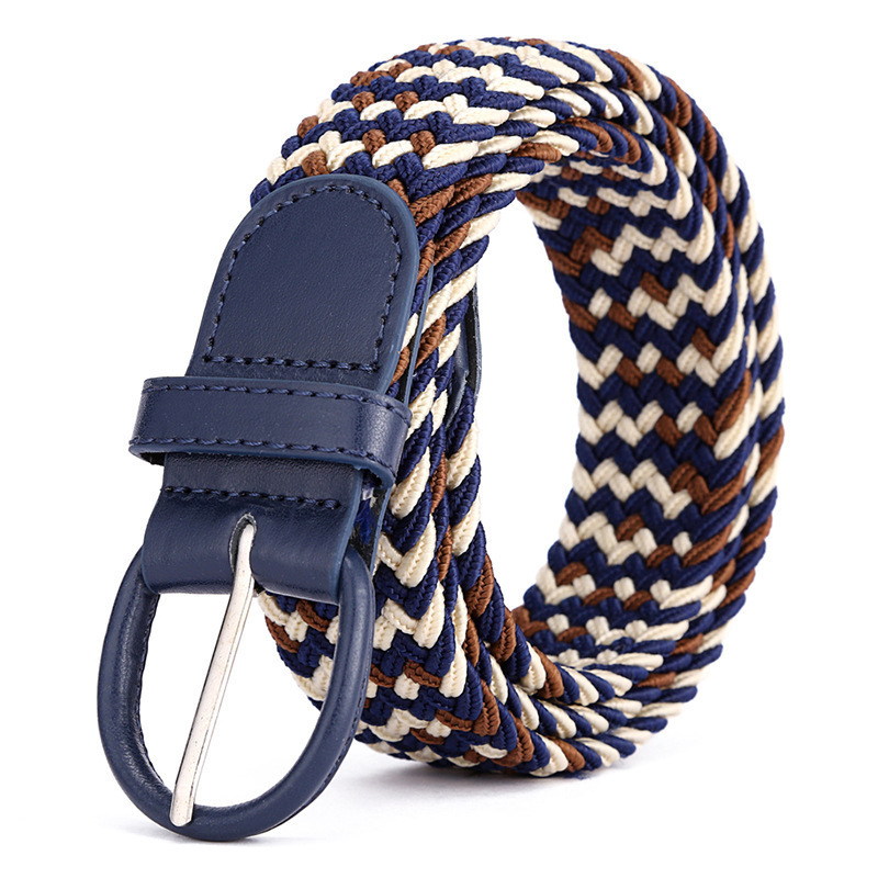 Men's canvas belt Women's Korean elastic belt Canvas Fabric Woven Stretch Multicolored Braided Belts Junior with Multicolored