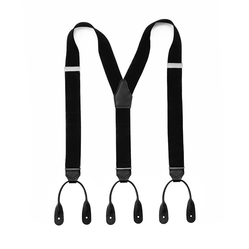 Retro Pure color 6 clips Button Y Back Gift Box Set Adjustable Elastic Pants Suspenders for Men