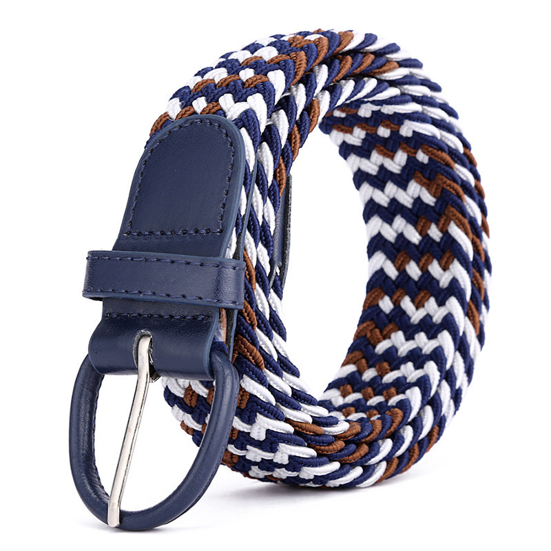 Men's canvas belt Women's Korean elastic belt Canvas Fabric Woven Stretch Multicolored Braided Belts Junior with Multicolored