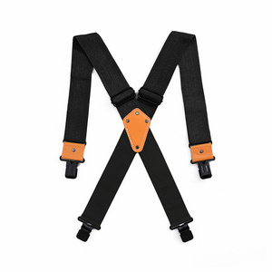 Custom Heavy Duty Pure Color Design Logo 4 Clips X Back style Elastic Trouser Brace Suspenders for men