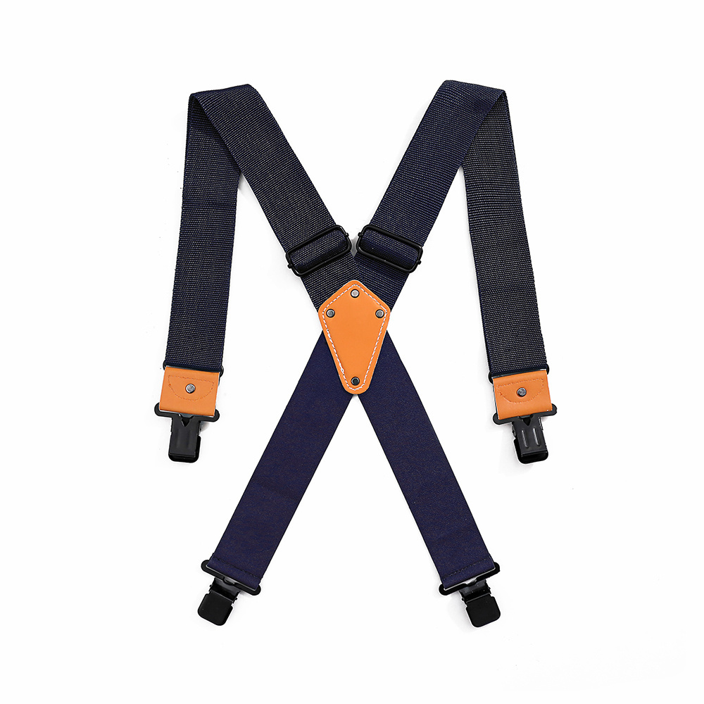 Custom Heavy Duty Pure Color Design Logo 4 Clips X Back style Elastic Trouser Brace Suspenders for men