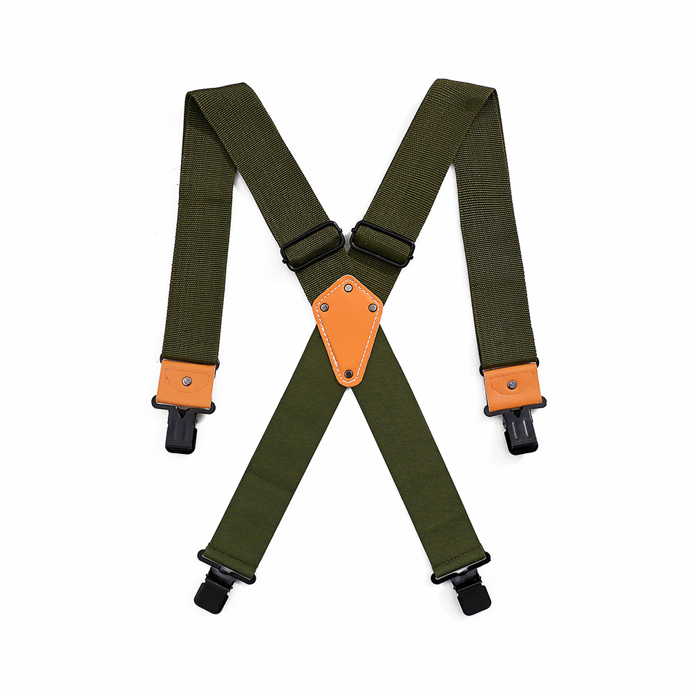 Custom Heavy Duty Pure Color Design Logo 4 Clips X Back style Elastic Trouser Brace Suspenders for men