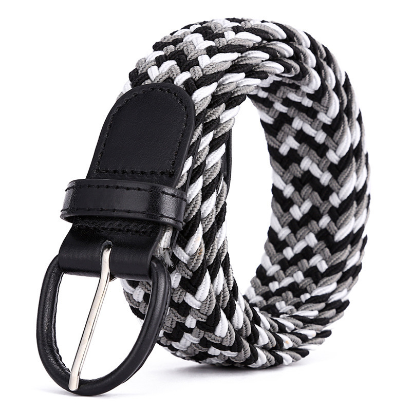 Men's canvas belt Women's Korean elastic belt Canvas Fabric Woven Stretch Multicolored Braided Belts Junior with Multicolored