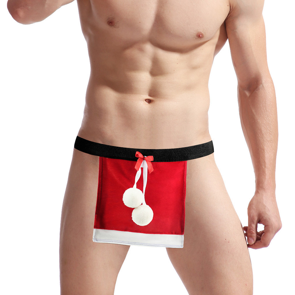 Best Selling G-Strings Sexy Men Christmas Holiday Velvet T-back Thongs Role Play Costume