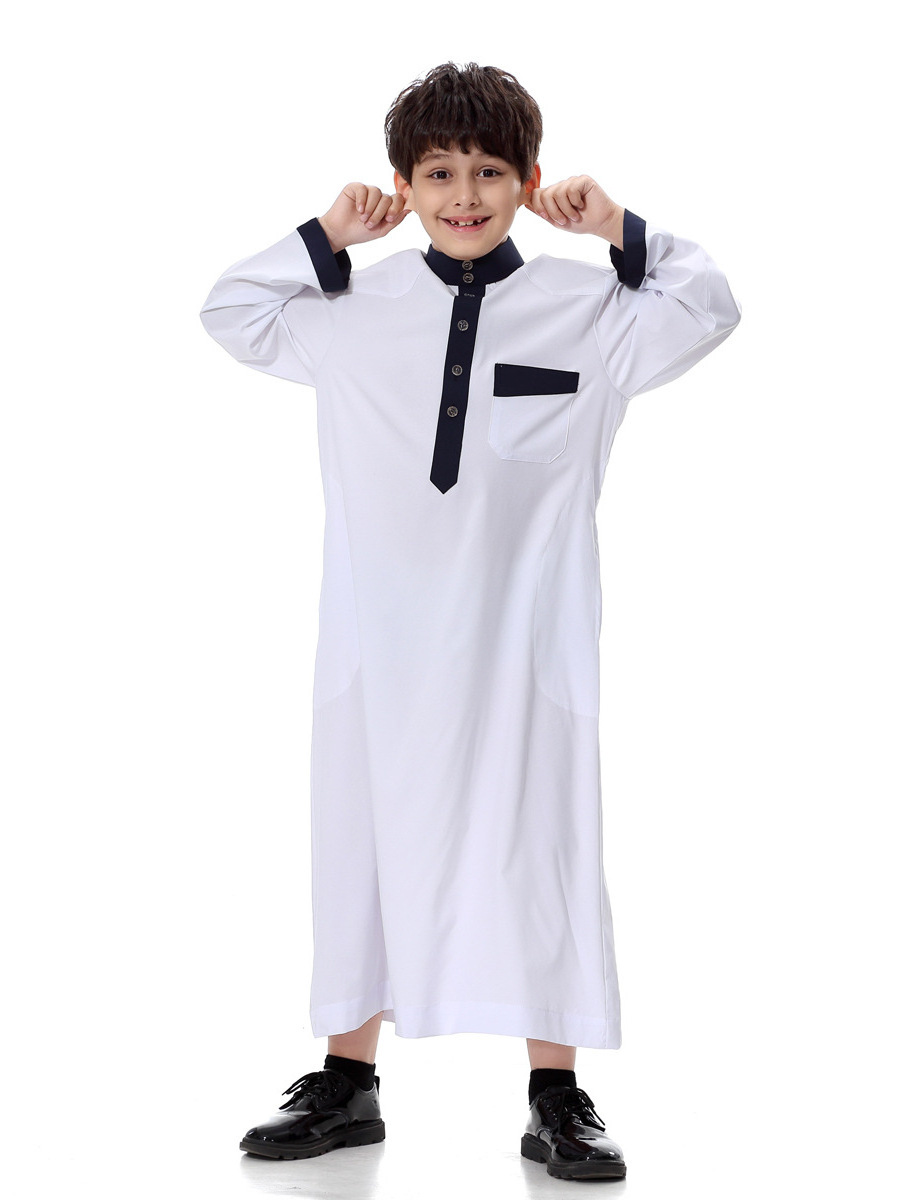 Popular Islamic Clothing Boy Jubba Thobe Abaya Kaftan Robe For Kids Saudi Arab Children Muslim Turkish Abaya Boys Thobe