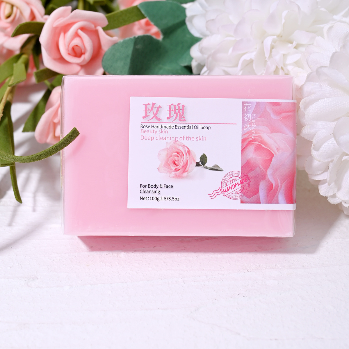 Wholesale Natural Hydrating Whitening Moisture Retention Deep Moisturizing Pink Rose Handmade Soap