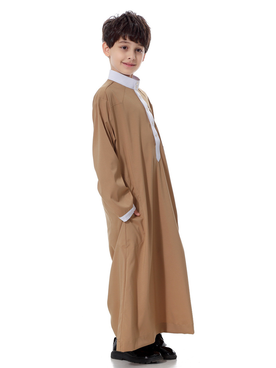 Popular Islamic Clothing Boy Jubba Thobe Abaya Kaftan Robe For Kids Saudi Arab Children Muslim Turkish Abaya Boys Thobe