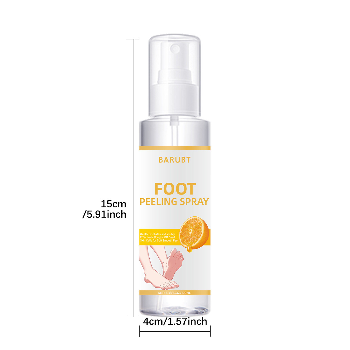 Private Label Barubt Mild Non-irritating Vegan Foot Peeling Spray Dark Spot Removal Joint Whitening Foot Body Exfoliator Scrub