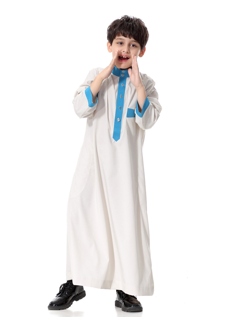 Popular Islamic Clothing Boy Jubba Thobe Abaya Kaftan Robe For Kids Saudi Arab Children Muslim Turkish Abaya Boys Thobe