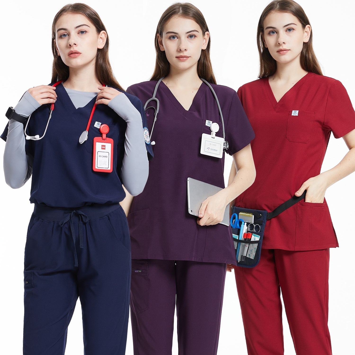 Scrubs Wholesale Nurse Uniforms Scrubs Sets Sexy V Neck Pocket Women Scrubs Medical Uniform Hospital Uniforms Female Top Jogger