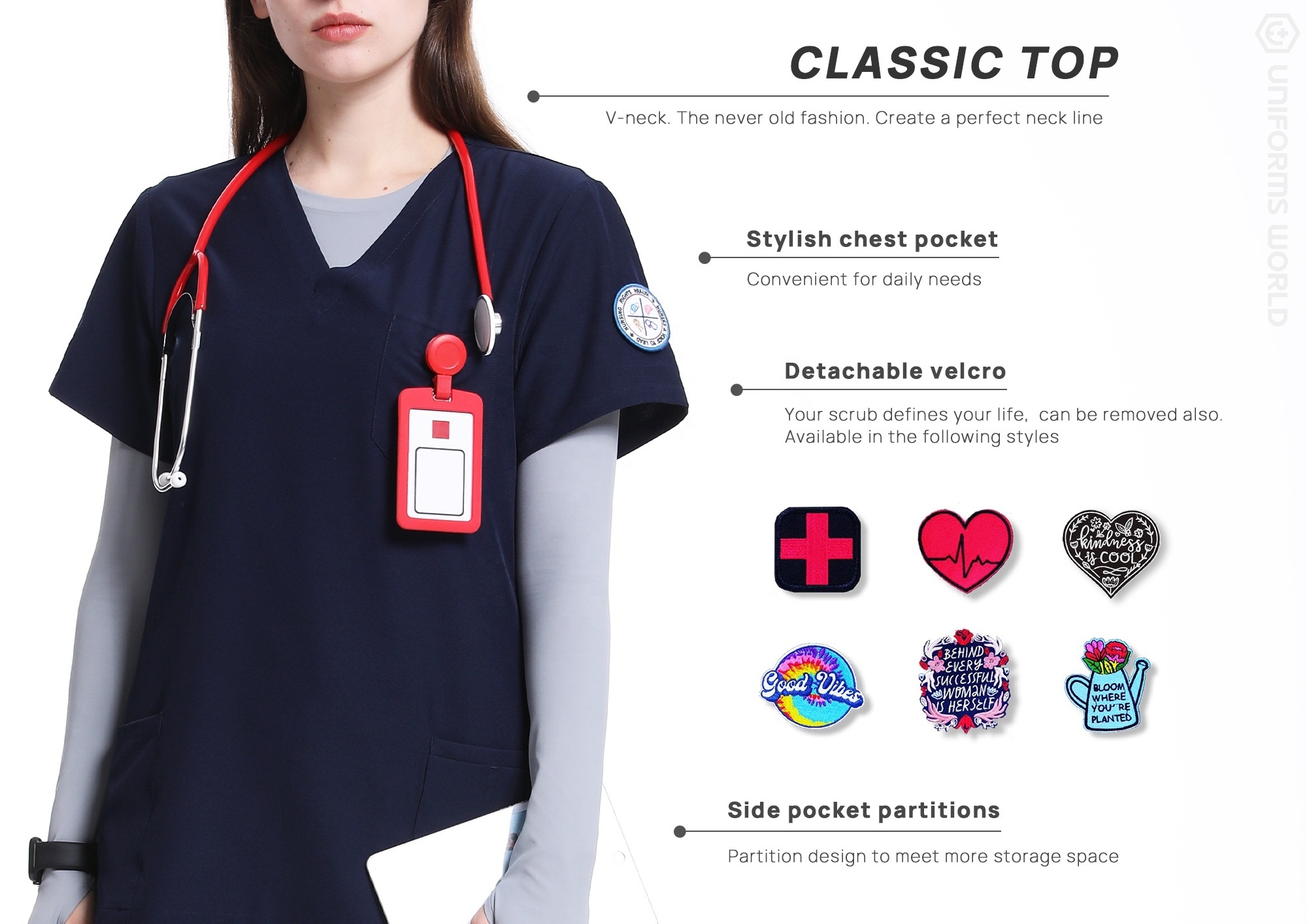 Scrubs Wholesale Nurse Uniforms Scrubs Sets Sexy V Neck Pocket Women Scrubs Medical Uniform Hospital Uniforms Female Top Jogger