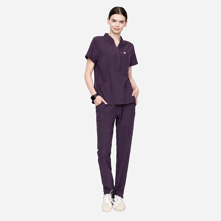 Women Nurse Stretch Scrubs Set Tops Jogger Scrubs Uniforms Nursing Scrubs Top Drawstring Cargo Pants