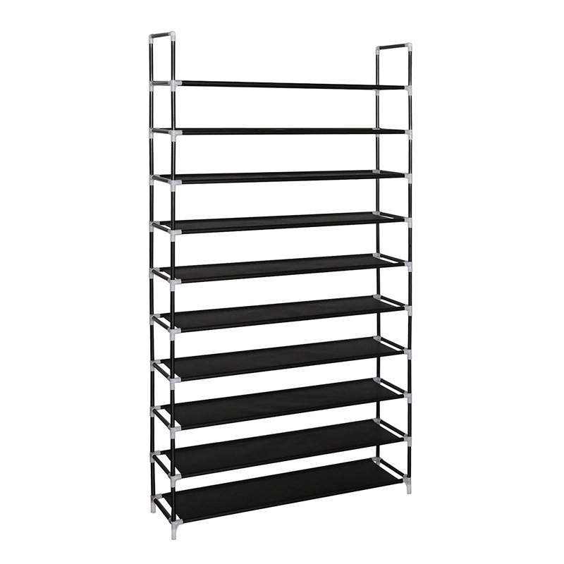 Wholesale Simple 10 Tiers Durable Metal Iron Shoe Rack Non-Woven Fabric Shoe Rack