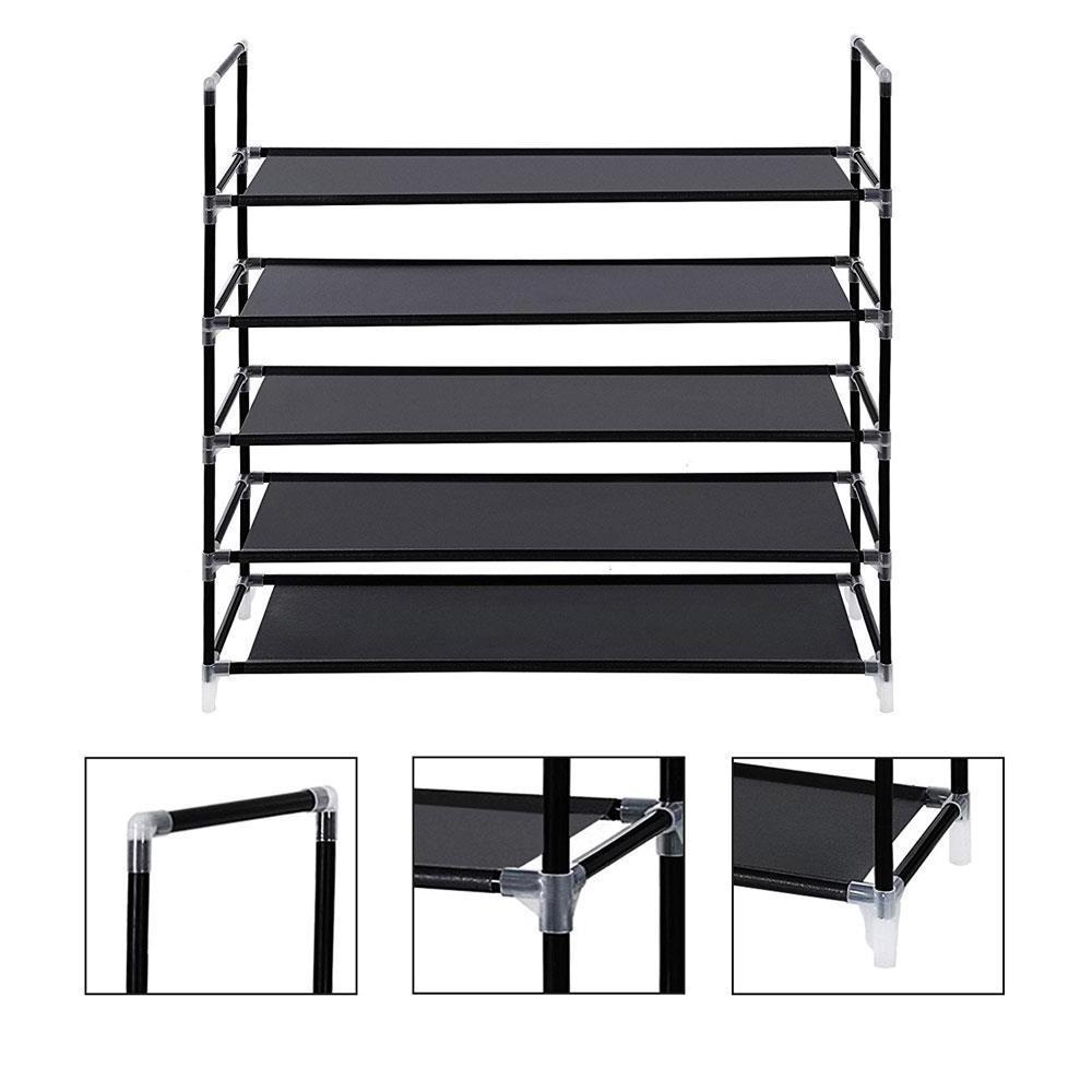 Wholesale Simple 10 Tiers Durable Metal Iron Shoe Rack Non-Woven Fabric Shoe Rack