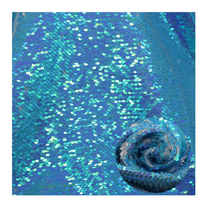 Recycled Wholesale Mermaid Pink Blue Color LOGO Custom Sequin Fabric Embroidery Two-tone Reversible Fabric for women's dresses