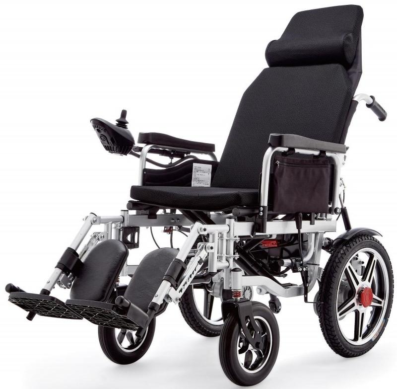 Reclining Electric Wheelchair with High Backrest, Lying Flat Chair with Wheels for Disabled