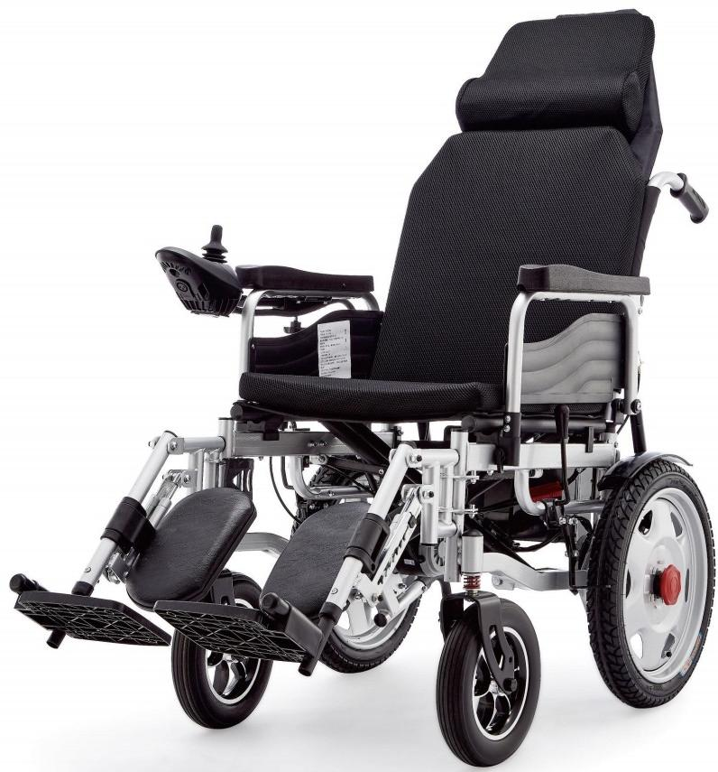 Reclining Electric Wheelchair with High Backrest, Lying Flat Chair with Wheels for Disabled