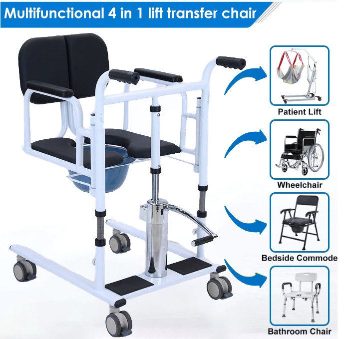 Health Care Supplies Steel Hydraulic Patient Transfer Lift Chair With Commode Shower