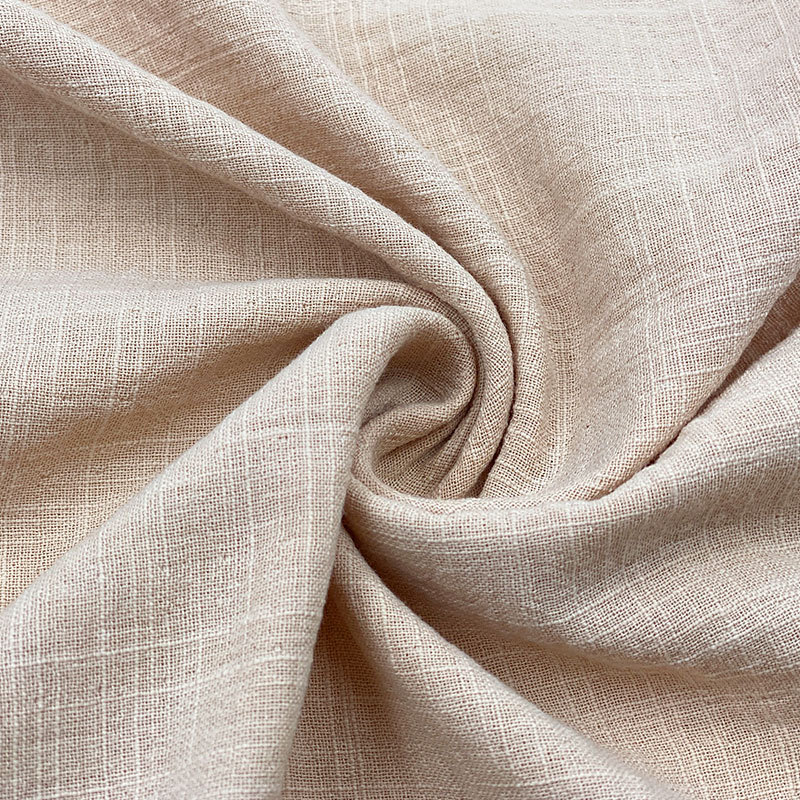 Heavy weight woven forming dobby muslin weave stripe slubbed gird texture double layer pure cotton fabric