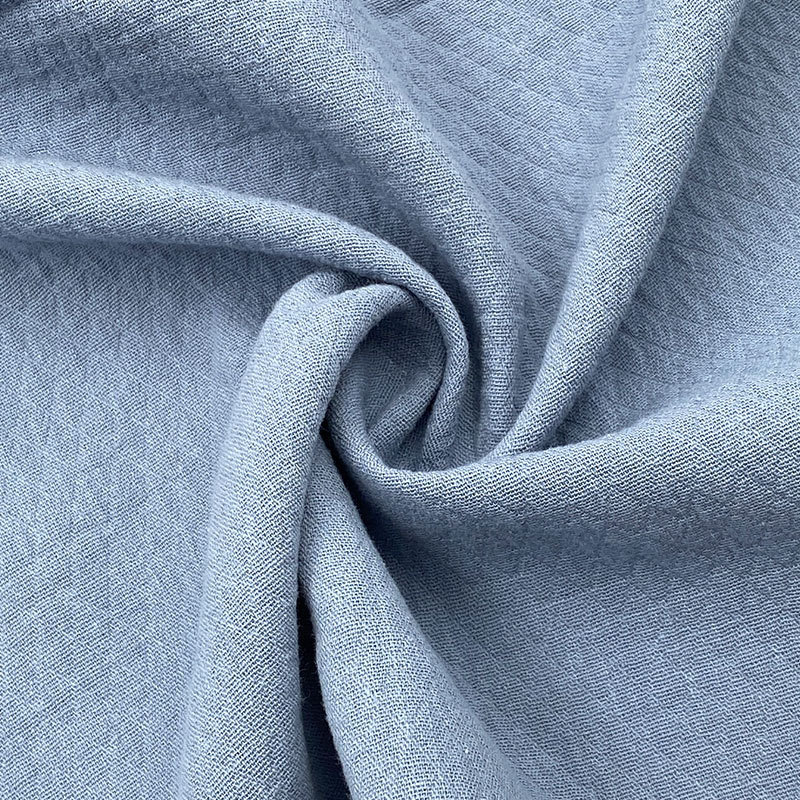 Heavy weight woven forming dobby muslin weave stripe slubbed gird texture double layer pure cotton fabric