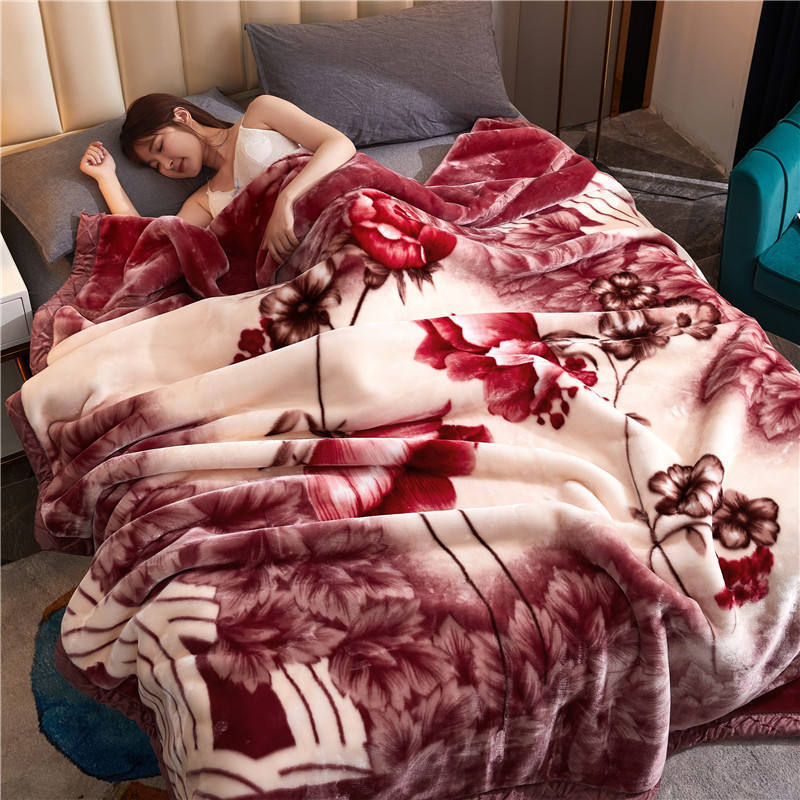 Winter embossed Korean high class warm coral throw raschel bed printed blankets for winter 8 kg double bed