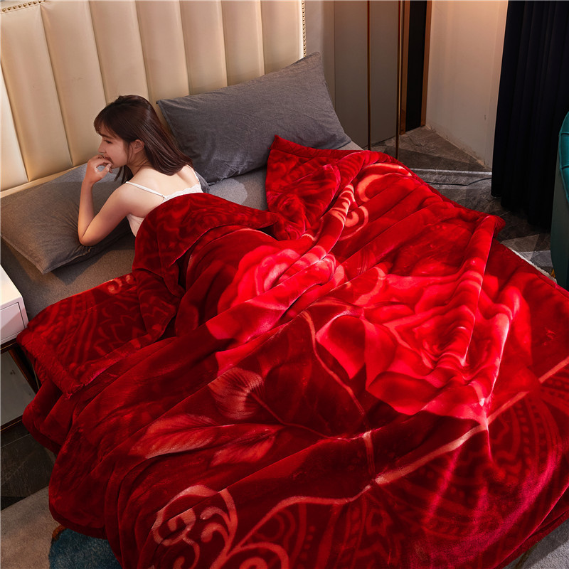 Winter embossed Korean high class warm coral throw raschel bed printed blankets for winter 8 kg double bed