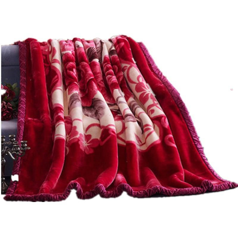 Winter embossed Korean high class warm coral throw raschel bed printed blankets for winter 8 kg double bed