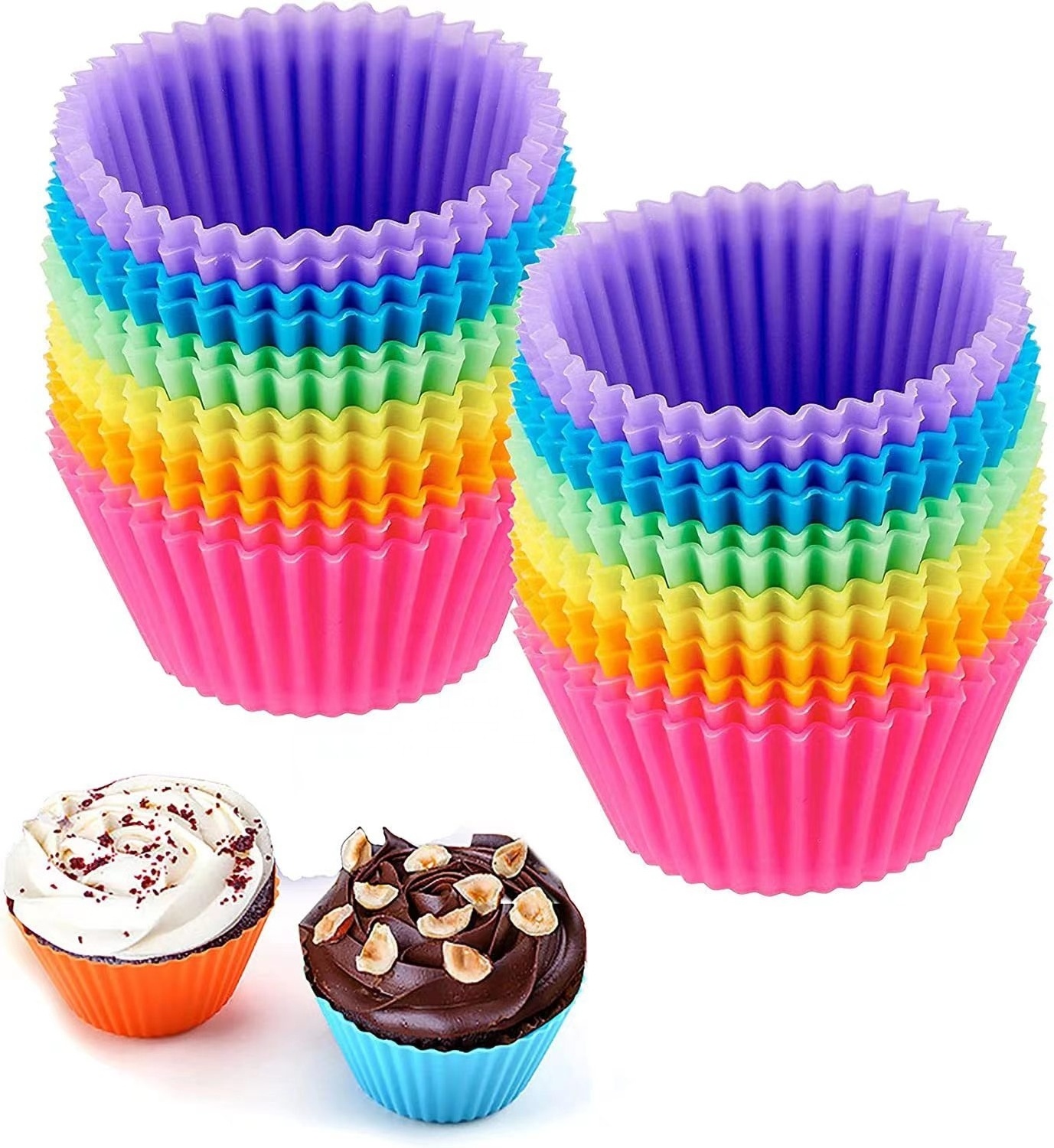 Hot Sale Colorful Silicone Egg Tart Cupcake Baking Cups Muffin DIY Cake Mold