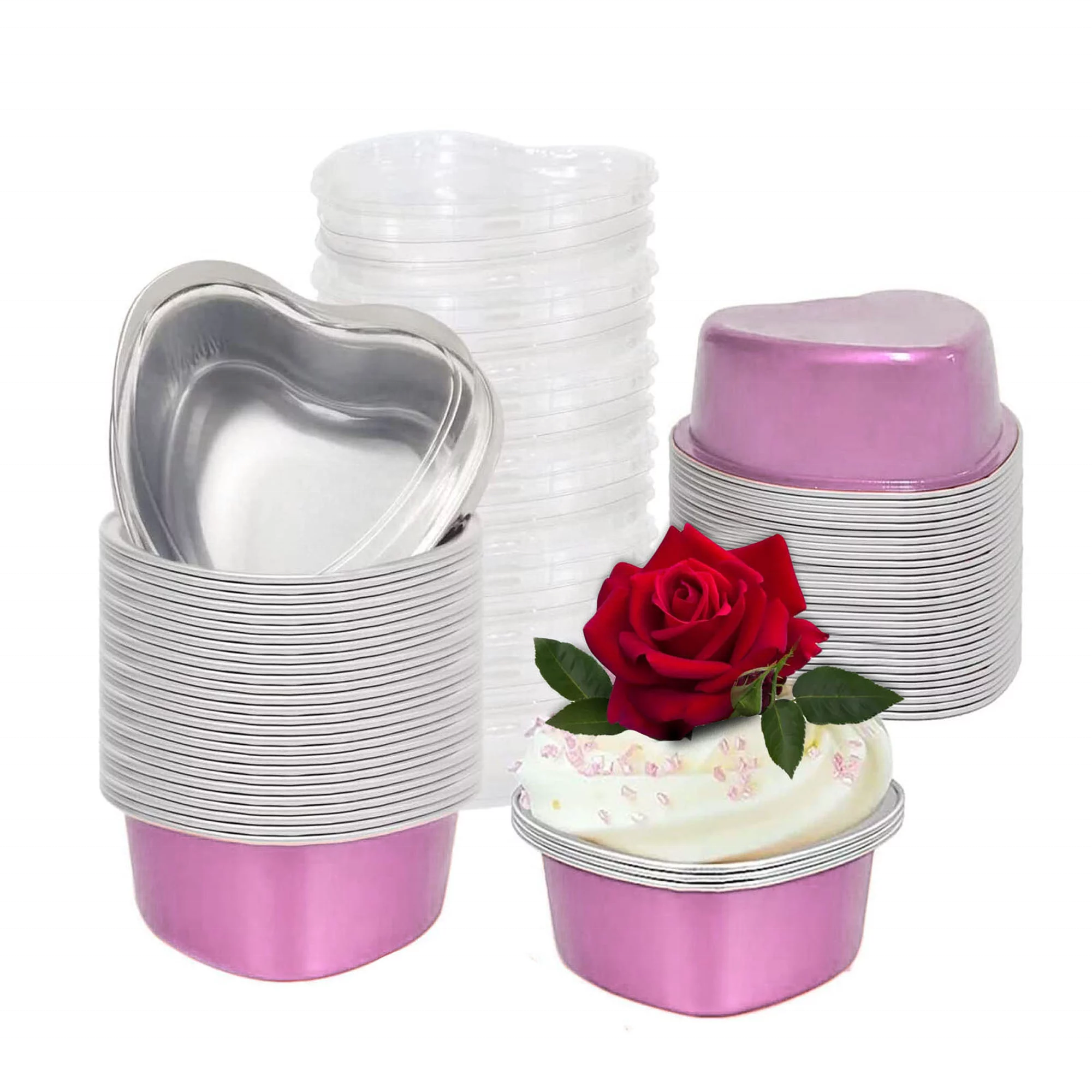 Heart Shaped Valentine Aluminum Baking Mold Pan with Lids for Valentine Mother's Day Wedding Birthday Baking Supplies