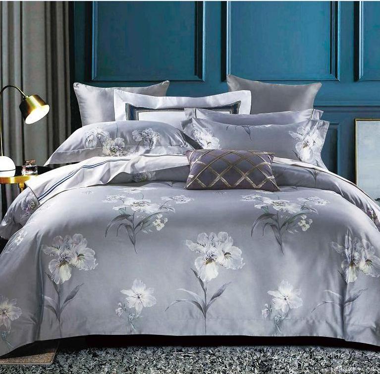 Exclusive 100S Reversible Printed 100% Organic Egyptian Cotton Duvet Cover And Bed Sheet Bedding Sets For Wholesale