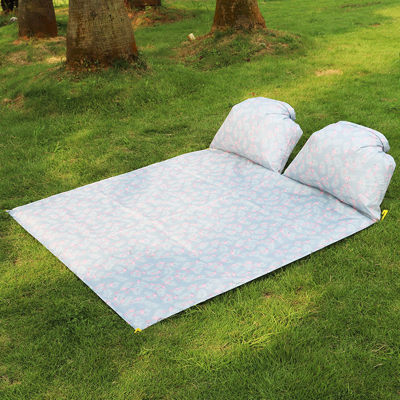 Portable Beach Mat With Air Pillow Oxford Waterproof Beach Mat Sand Proof Picnic Blanket For Beach Sunbathing Camping