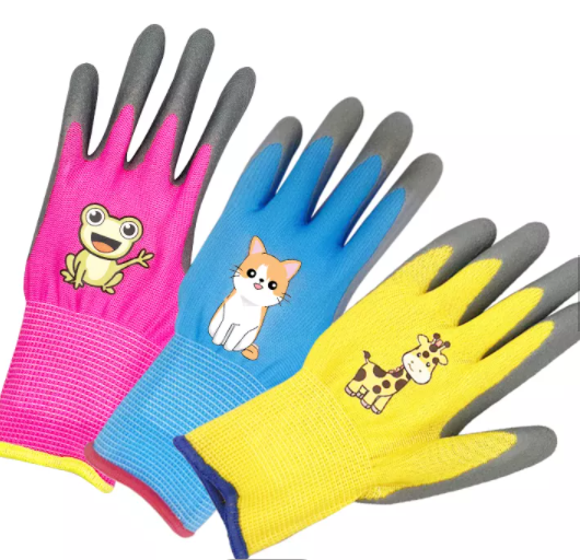 Natural Skin-friendly Nitrile Latex Kids Gardening Outdoor Work Gloves Children Hand Protection Coated Dexterity Garden Gloves