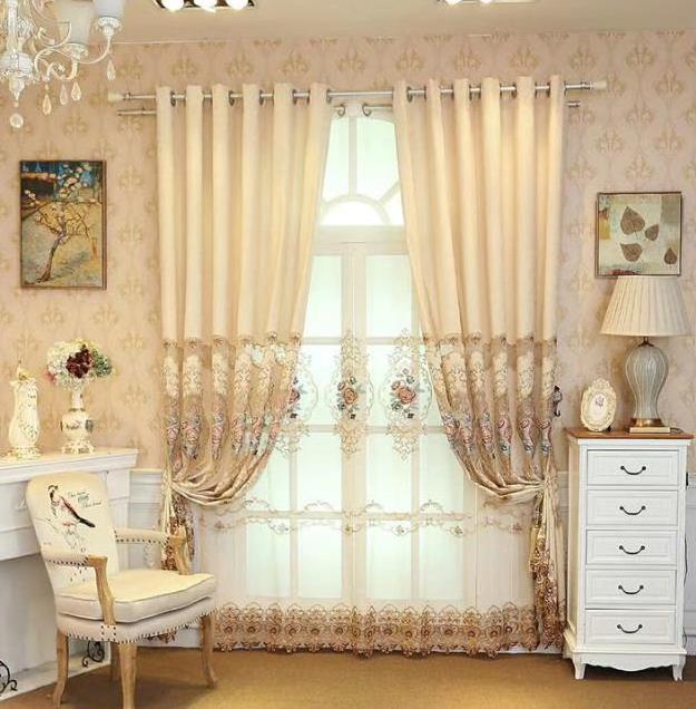 European Style Embroidered Curtain Living Room Window Curtains