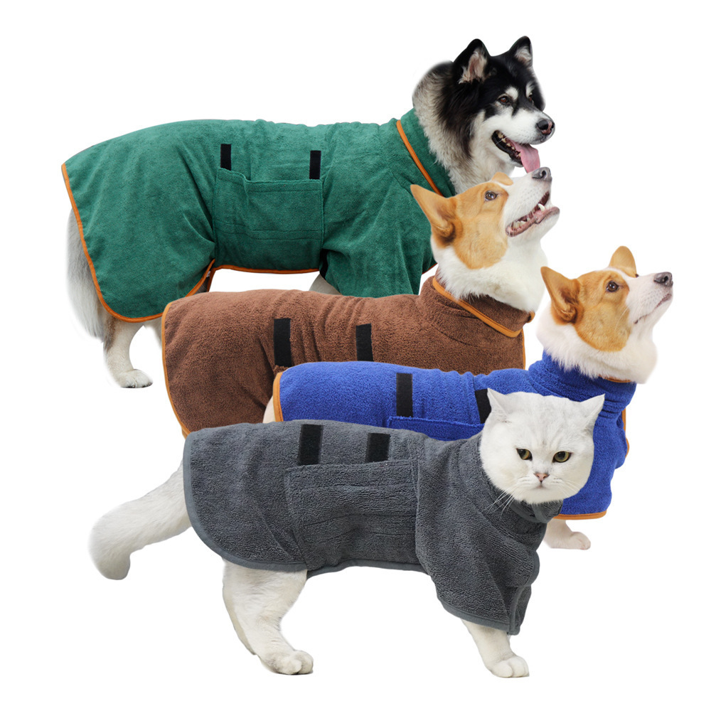 Wholesale Hot Sale Pet Clean Bath Towel Microfibre Fast Drying Strong Absorbent Dog Cat Bathrobe Full Body Wrap Dog Drying Coat