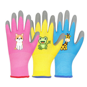 Natural Skin-friendly Nitrile Latex Kids Gardening Outdoor Work Gloves Children Hand Protection Coated Dexterity Garden Gloves