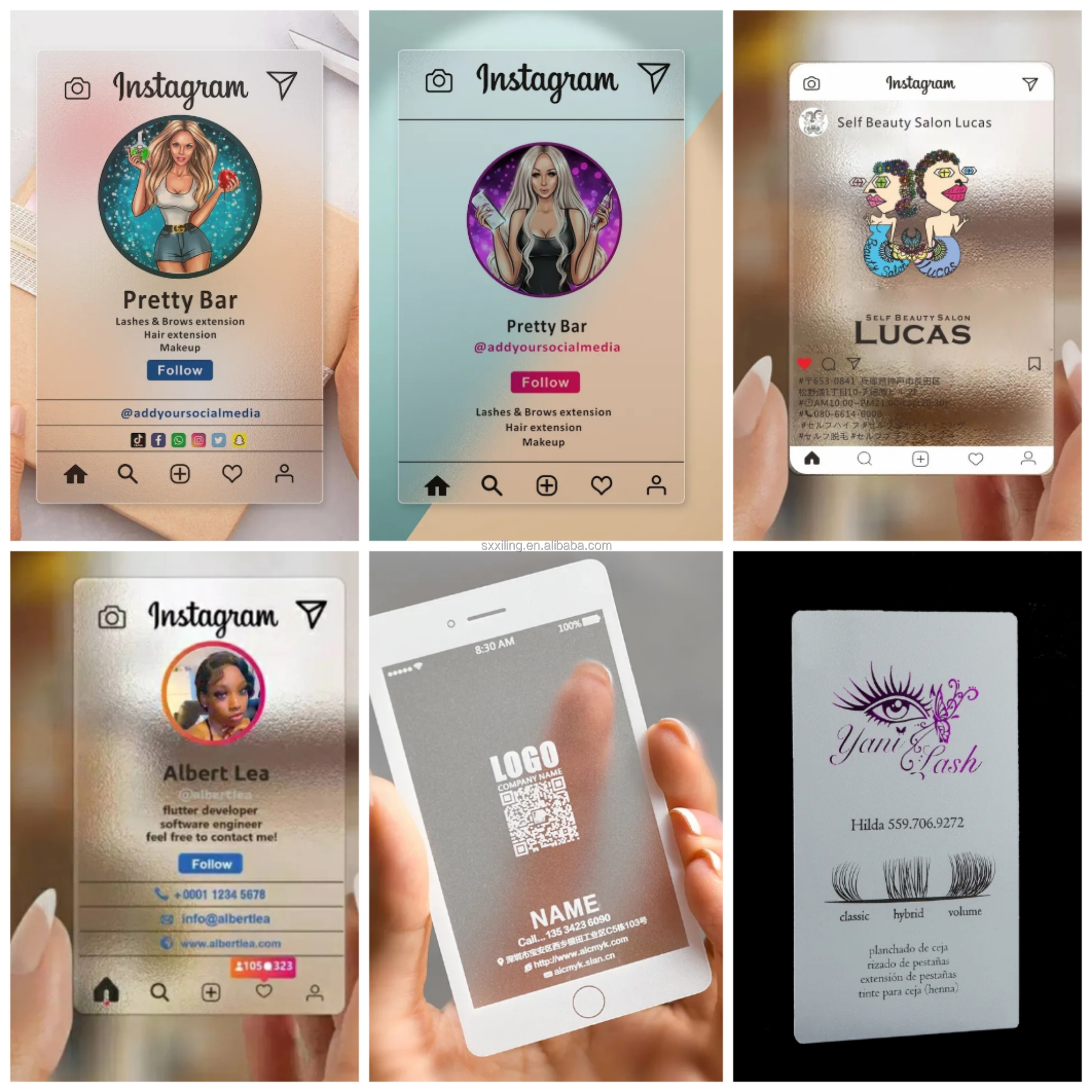 Customized Printed Instagram Frosted Waterproof Unique Design Pvc Transparent Name Plastic Business Card Personalized