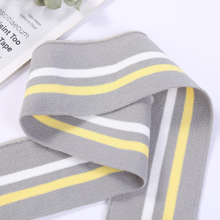 2024 New Spring Flat Knitting Stripes Accessories Rib Hem Cuffs For Baseball School Uniforms