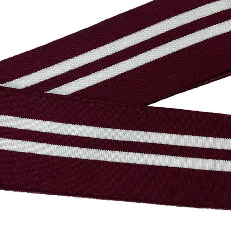 Spring Cotton Stripes Single Layer Knitting Rib Hem Neckline Cuffs For Sweater School Uniform