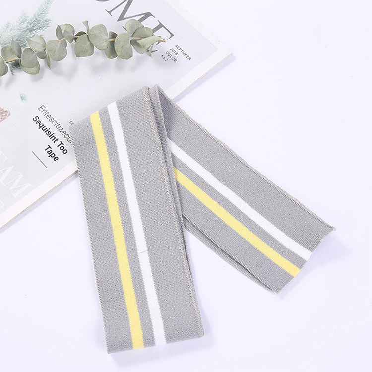 2024 New Spring Flat Knitting Stripes Accessories Rib Hem Cuffs For Baseball School Uniforms