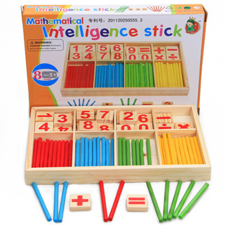 Baby Toys Counting Sticks Education Wooden Toys Building Intelligence Blocks Montessori Mathematical Wooden Box Children Gift