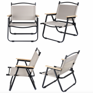 Solid Wood Kermit Chair Khaki and black portable Compact Folding Camping Chair for Outdoor camp foldable beach chair