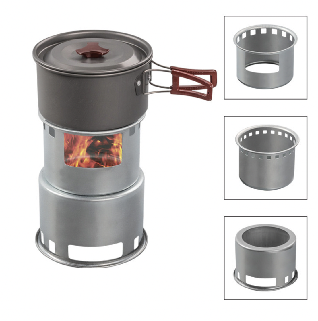 SOLO WILD Portable Wood Stove Cooking System Outdoor Hiking Camping Wood Burning Stove Backpacking Camp Stove