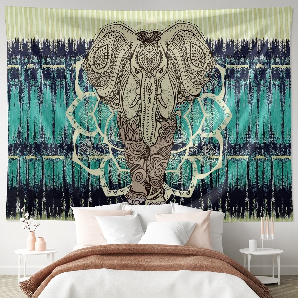 Professional Manufacturer Sale Elephant Tapestry Blue Purple Psychedelic Wall Hanging Decor Hippie Trippy Tapestry