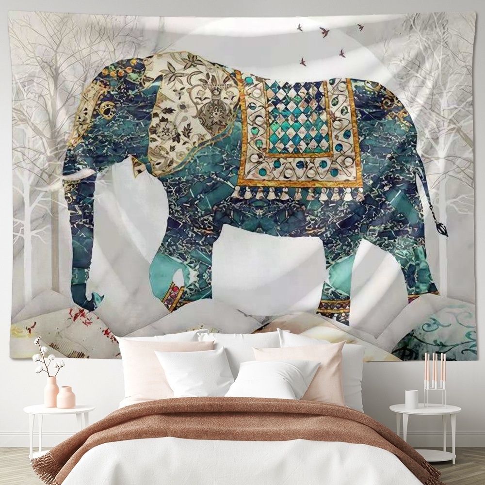 Professional Manufacturer Sale Elephant Tapestry Blue Purple Psychedelic Wall Hanging Decor Hippie Trippy Tapestry