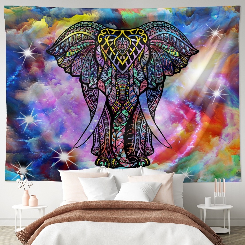 Professional Manufacturer Sale Elephant Tapestry Blue Purple Psychedelic Wall Hanging Decor Hippie Trippy Tapestry