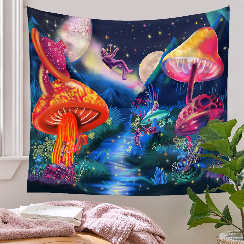 Manufacturer Colorful Abstract Hippie Trippy Wall Hanging Psychedelic Mushroom Wall Tapestry For Home Decor