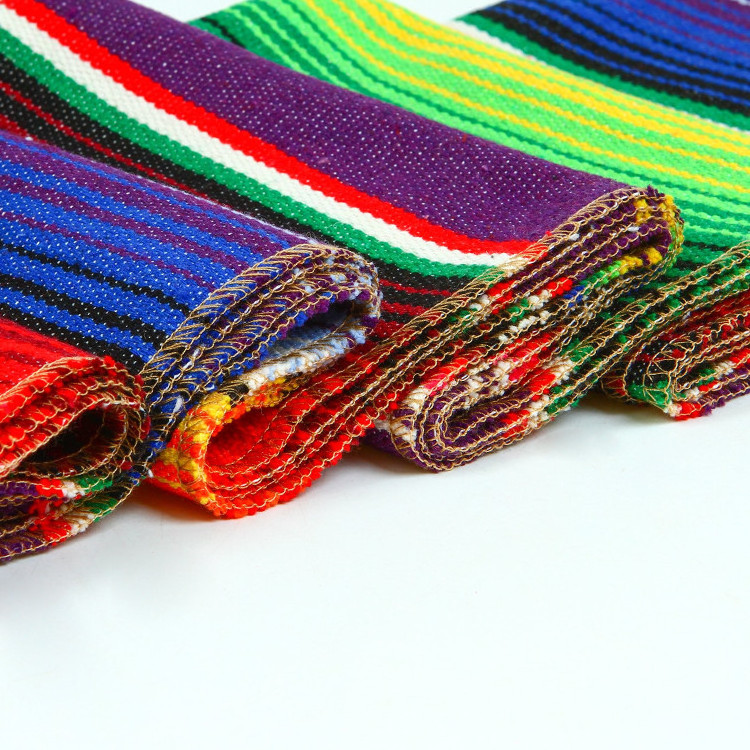 14 by 84 Inch Mexican Serape Table Runner Mexican Colorful Cotton Fringe Table Runners Blanket for Mexican Party