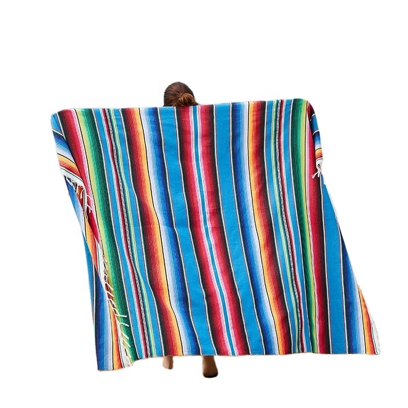 Hot Selling Mexican Style Beach Towels Jacquard Weave Acrylic Blanket Mexican Beach Towel Blanket with Tassel